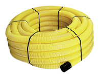 Zuschnitt PVC flexibles Dränrohr gelb DN100 (per lfdm), gelocht (50 m/Rolle)