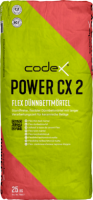 codex Dünnbettmörtel Power CX2 Flex, innen/außen - Wand &amp; Boden 25 kg Sack - hellgrau (1,8-3,2 kg/m²)