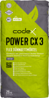 codex Dünnbettmörtel Power CX3 Flex, innen/außen - Wand &amp; Boden 25 kg Sack - hellgrau (1,8-3,2 kg/m²)