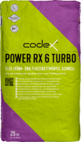 codex Dünnbettm. Power RX6 Turbo Flex, innen/außen - Wand &amp; Boden 25 kg Sack - grau (1,5-3,0 kg/m²)