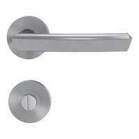 Griffwerk Drückergarnitur Crystal Rosette rund, WC Edelstahl matt, Schraubtechnik, Klasse 3